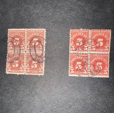 U.S. STAMPS - SCOTT #J73, J83 - 2 BLOCKS OF 4 - USED - SCV ...