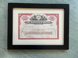 Framed Vintage Stock Certificates, Carwin, B&W, United ...