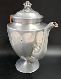 VTG PYREX Flameware Aluminum Percolator Coffee Tea Pot Art ...