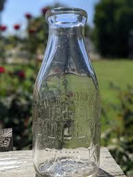 Vintage 1929 C.H. COLEY Quart Clear Straw Glass Milk Bottle ...