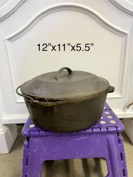 ANTIQUE CAST IRON POT CAULDRON W/LID AND HANDLE #8 SIZE 12 ...