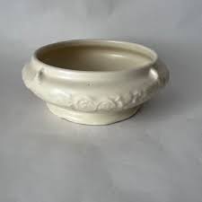 Vintage USA Planter Bowl Matte Cream Round Shallow Swag ...