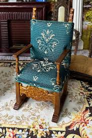 2 JBM Miniature Dollhouse Decor Replica Spanish Moorish Design Arm Chairs Walnut Green Gold Brocade Upholstery Hobby Collectible Art Holiday - Etsy