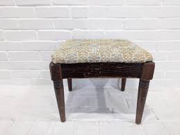Antique Upholstered Stool // Distressed Small Vintage ...