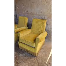 Set of Mustard Velvet Armchairs with Fringes, 1960s | Chairish