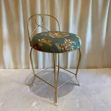 Vanity/boudoir Chair/stool - Gold Tone- Upholstered Padded Seat - Vintage - RESTORED - Etsy