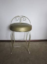Retro Vanity Chair George-koch Sons, Inc Double Brass Metal Legs & Padded Vinyl Seat Gold Mid Century - Etsy