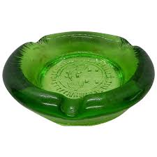 Vintage Blenko Emerald Green Smiling Sun Face Ashtray. For Sale at Ruby Lane