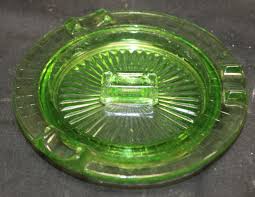 Sold at Auction: Vintage Hazel Atlas Green Depression Glass Ashtray Checkerboard Pattern Uranium, 5 1/2" Dia., EC