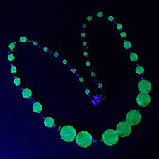 Uranium Glass Necklace 23″ Vaseline Glass Czech Vintage Beads Women` Jewelry | eBay