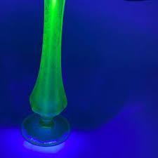 Vintage Uranium Green Glass Bud Vase Pedestal Etched Frosted GLOWS 6.75” H - Etsy