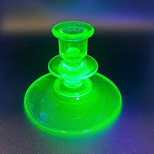 Vintage Uranium Glass Candle Holder – Glows Under UV Light – Mid-century Vaseline Glass Taper Holder - Unique Art Gifts for Holidays - Etsy