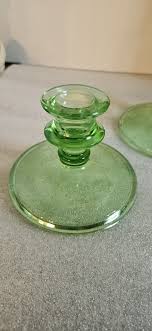 Pair Of VINTAGE ETCHED 💚URANIUM, Depression GLASS ...