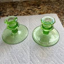 Accents | Vintage Green Glass Candlestick Holders | Poshmark