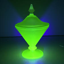Vintage Satin Green Uranium Covered Candy Dish Cone Flared 8 in | eBay