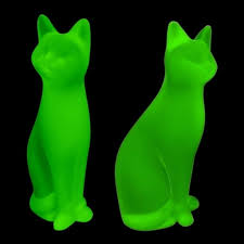 Art Deco Green Uranium Glass Cats Figurines 1930s H.hoffmann ...