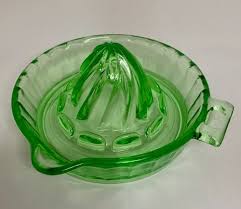 Vintage Green Depression Uranium Vaseline Glass Juicer ...
