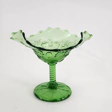 Green Footed Compote Northwood Glass Wild Flower Candy Dish ...