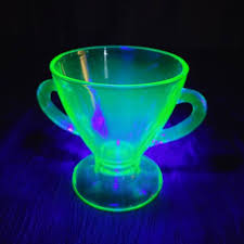 Vintage Uranium Glass Creamer and Sugar - Etsy