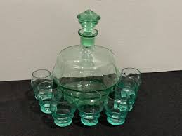 Uranium Glass Decanter And Cup Set! | eBay
