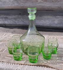 Green Glass Decanter - Etsy Norway