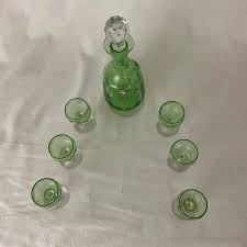 Set of 1 Enameled Carafe and 6 Enameled Liqueur Glasses With Floral Pattern, Handmade French Craftsmanship, Vintage, Antique French - Etsy