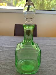 Art Deco Green Uranium Glass Decanter - Etsy