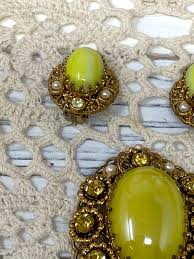 Vintage Rare West Germany 1940s Rhinestone and Yellow Brooch ...