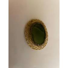 Vintage green Jade sterling: gold filigree/pendant: pin. For ...