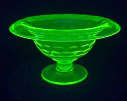 Vintage Green Uranium Glass Thumbprint Centerpiece Compote. - Etsy