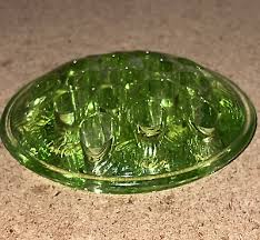 Vintage Green Vaseline Glass 16 Holes Flower Frog | eBay