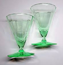 Vintage Uranium Glass Sherbet Cups Glow Green Art Deco ...