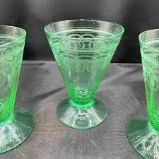 VTG Belmont Footed Tumbler Company Rose Cameo Green ...