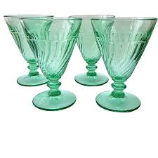 Duncan and Miller Glass Spiral Flutes Green 8 oz. Footed ...