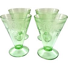 Similar Items to Rose Cameo Green Depression Glass Tumblers ...