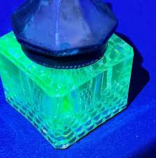 Antique Victorian Inkwell Pressed Mold Glass Cast Metal Lid ...