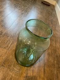 Large Antique Blown Tinted Glass Hurricane Jar | Chairish