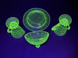 Hazel Atlas Green Depression Paneled Covered Butter Dish, Cream & Sugar Set | eBay