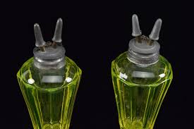 Lot - Pair of New England Glass canary yellow oil lamps ...