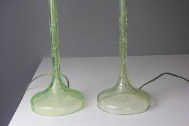 Antique Uranium Glass lamp Base with Cut Glass Lamp Shade x ...