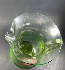 Vintage BLOWN GLASS PITCHER, Green Transparent, Applied ...