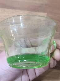 Vintage Green Cambridge Uranium Glass Cup and Saucer Set ...