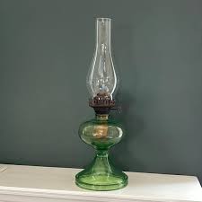 Antique Pressed Glass Oil Lamp + Burner, Wick & Hurricane Shade Green - Etsy Israel