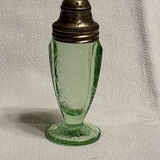 Jeanette, Green Glass Floral Poinsettia Pattern Footed ...