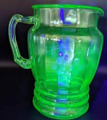 VTG LRG Green Depression Pitcher Grape Cut #6 Standard Glass Co Rib Optic 56 oz. | eBay