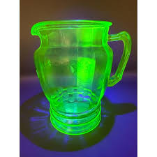 Vintage Green Depression Glass Pitcher Glows Grape Pattern Vaseline Glass Uranium Glass · Whatnot: Shop, Sell, Connect