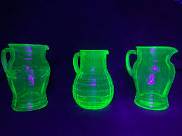 Large Green Depression Water Pitchers With Handle | Circa 1920's | Uranium | Vaseline Glass - Etsy