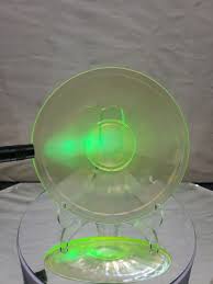 Plate 6-3/8", Topaz yellow Vaseline glass, panel optic rib ...