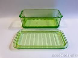 Vaseline / Uranium Glass Fridge Dish Green Depression | eBay