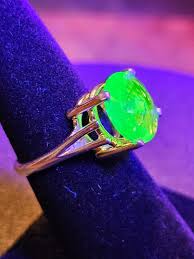 Uranium Glass Round Cut Ring Size 6.5 or 7 in New Sterling ...